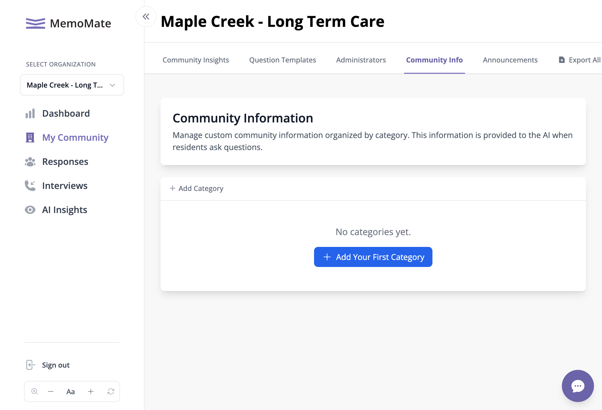 The Community Info tab in Settings