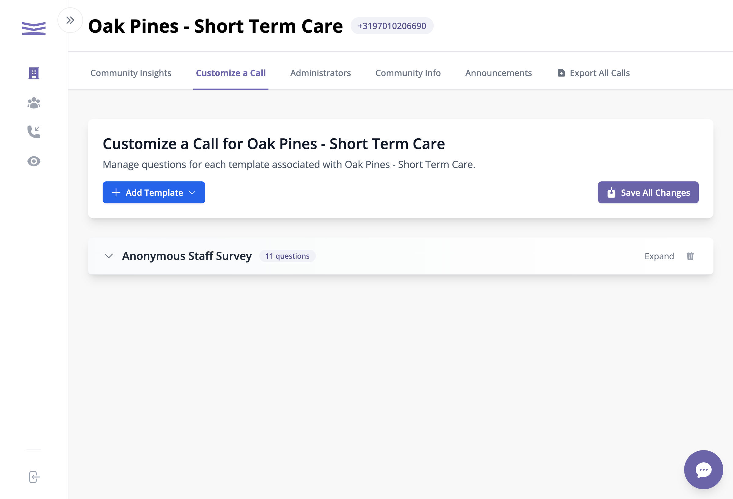 The Customize a Call page
